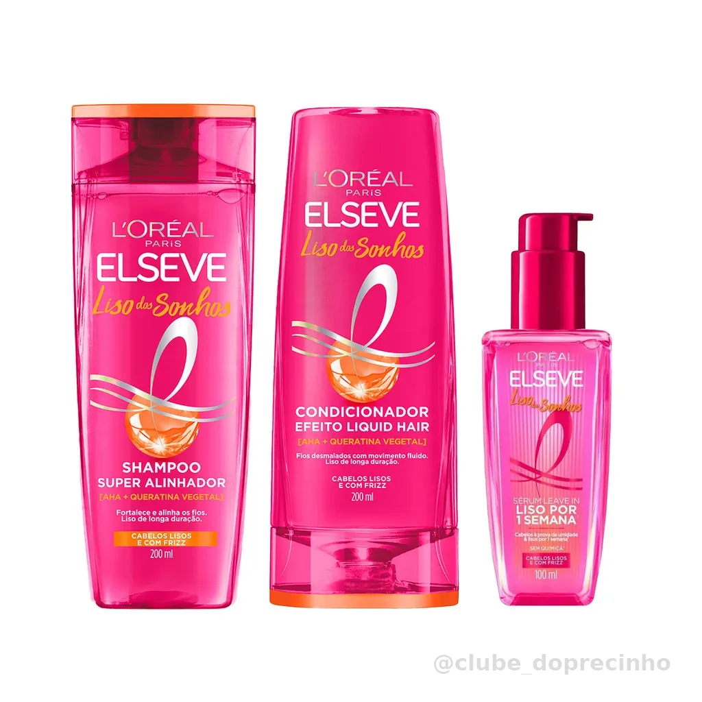 KIT ELSEVE SH + COND + SÉRUM LISO DOS SONHOS