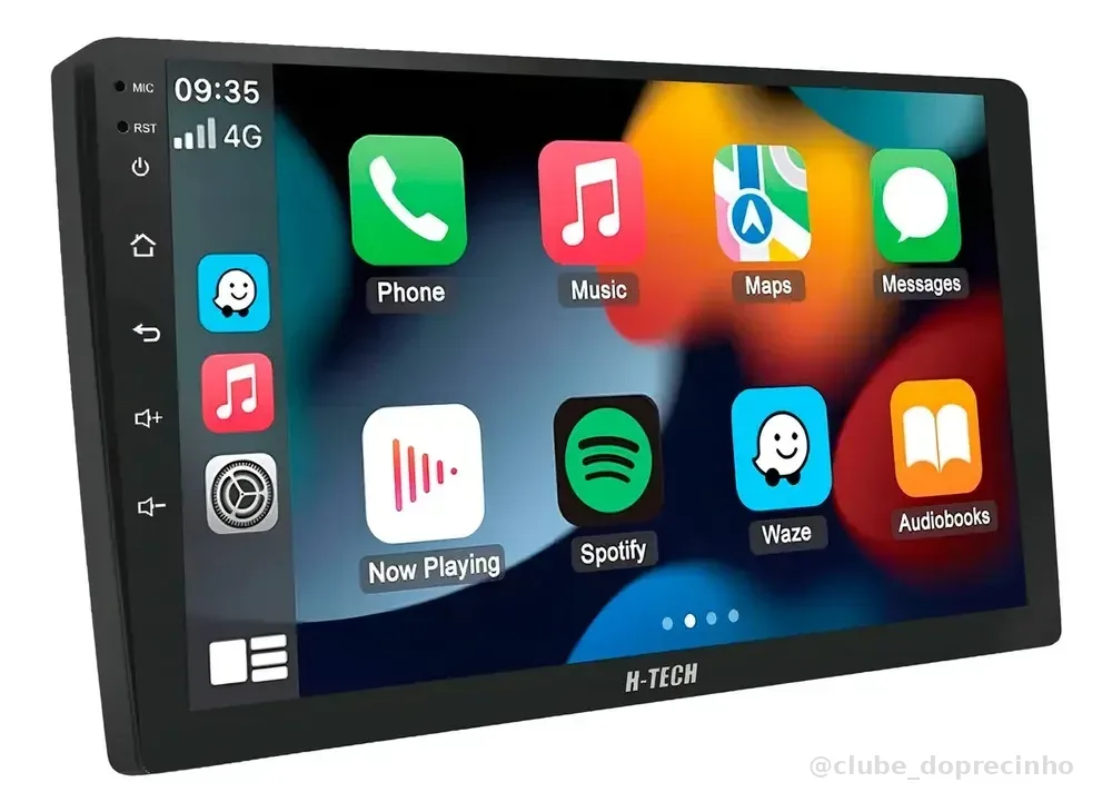 Central Multimídia H-Tech Android 9" QLED GPS CarPlay Android Auto 2GB/64GB