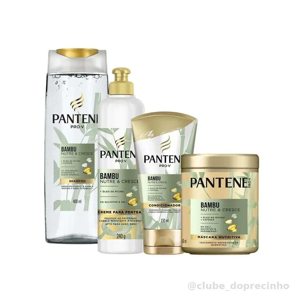 Kit Pantene Bambu Shampoo + Condicionador + Máscara Capilar + Creme de Pentear