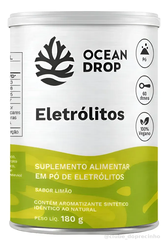 Eletrólitos Ocean Drop Sódio Potássio Fósforo Magnésio Eletrolitos 180g Sabor Limão