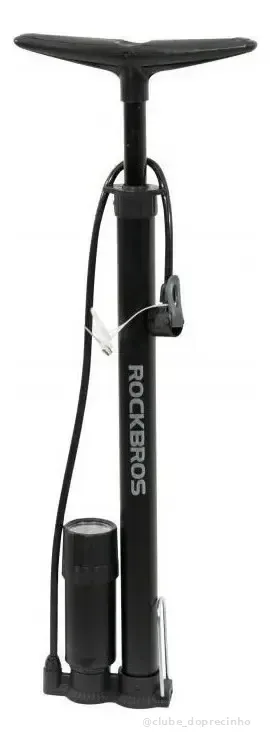 Bomba De Ar Rockbros Rb-380g Com Manômetro 160 Psi Alumínio Cor Preto