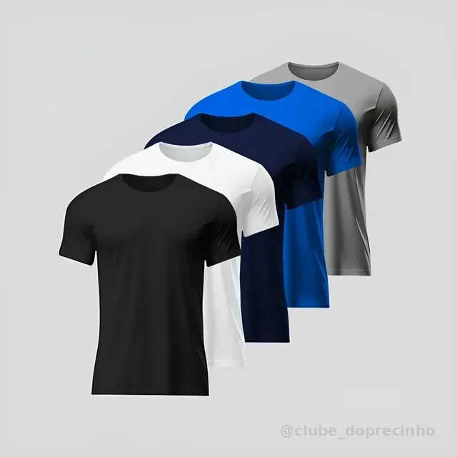Kit 5 Camisetas Básicas Masculina Dry Fit Premium Academia