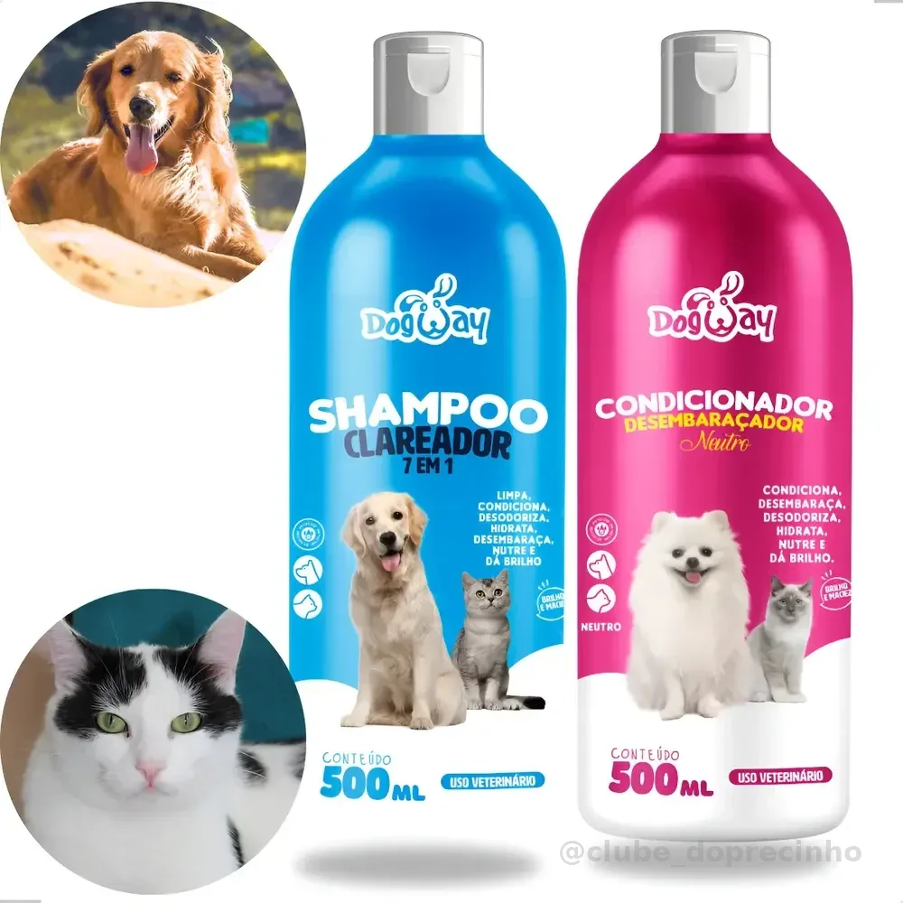 Kit Banho Shampoo Clareador Dog Way E Condicionador Neutro Algodão