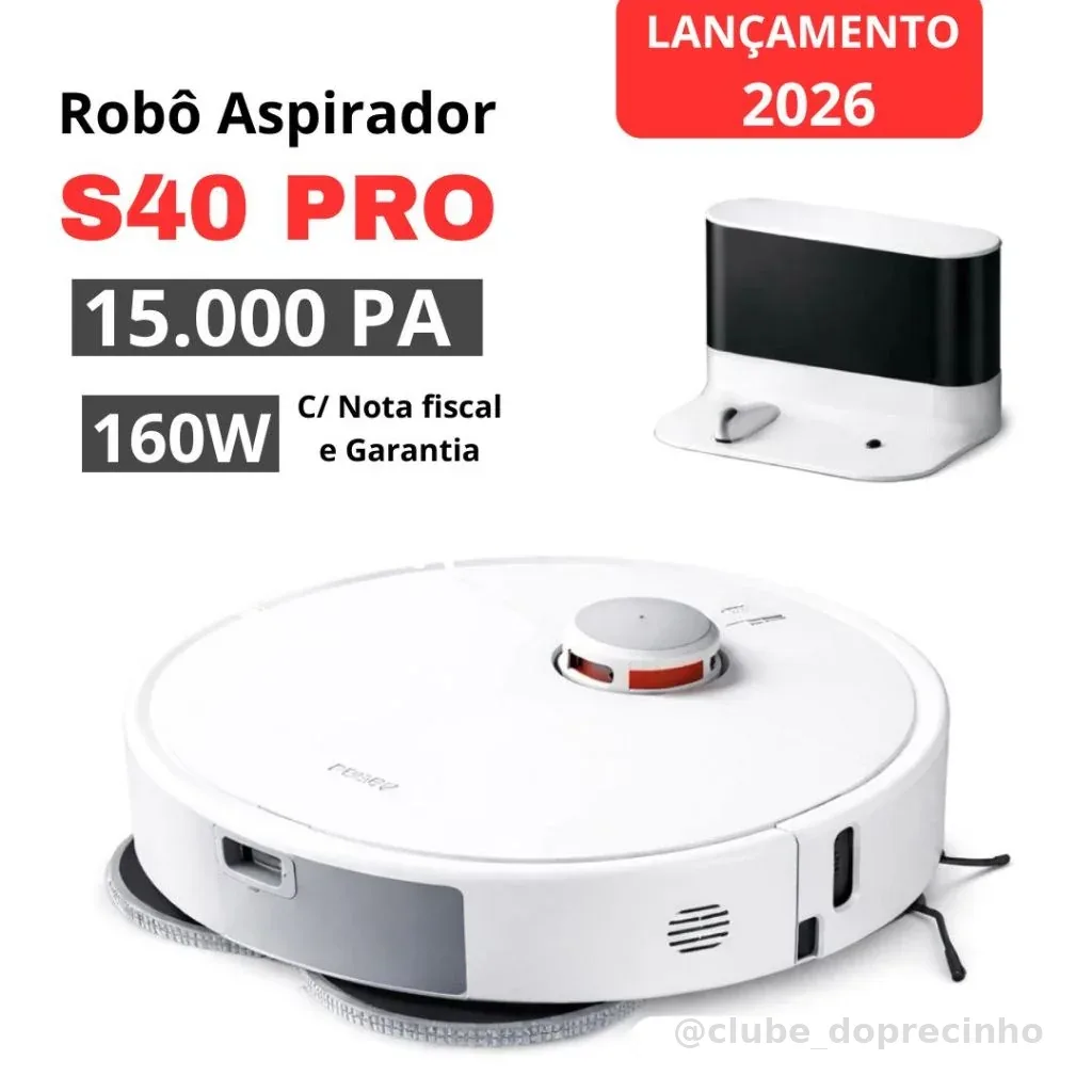 Robô Aspirador S40 PRO - Potência Máxima 15.000Pa | Aspira e Passa Pano - Sua Casa mais Limpa