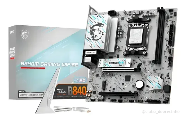 Placa Mãe Msi B840m Gaming Wifi6e Am5 2xddr5 Amd B840 Matx Cor Branco