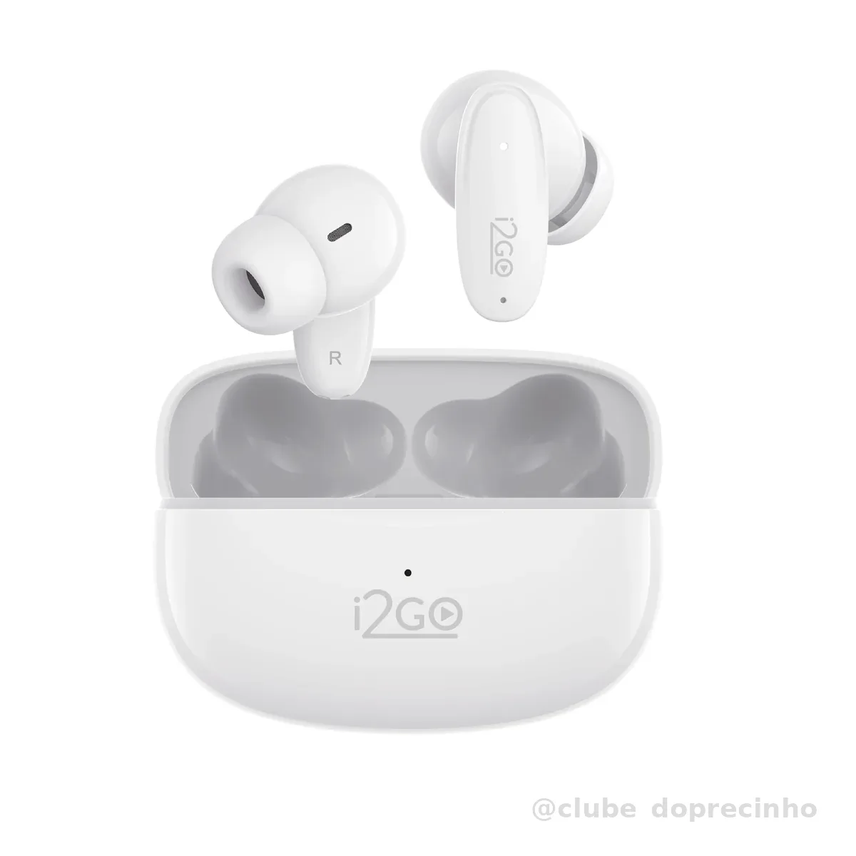 I2GO, Fone de Ouvido, Bluetooth 5.3, TWS, Air Buds GO 2.0, Controle Touch, 40 Horas totais de Bateria, Microfone com ENC, Isolamento Acústico, Branco, i2GO Plus