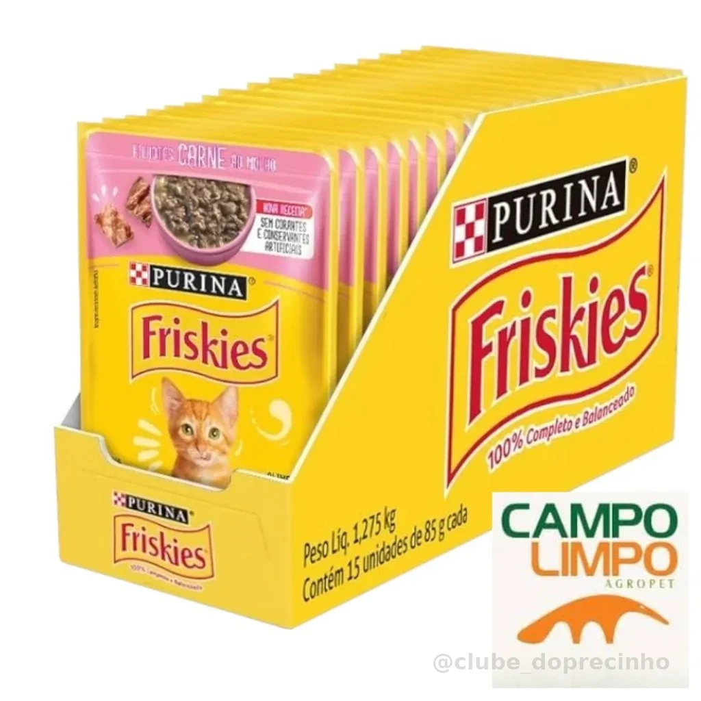 Sachê Friskies® Filhote carne ao Molho 85g | Purina - Caixa Fechada com 15 Unidades - Ração Úmida para Gato