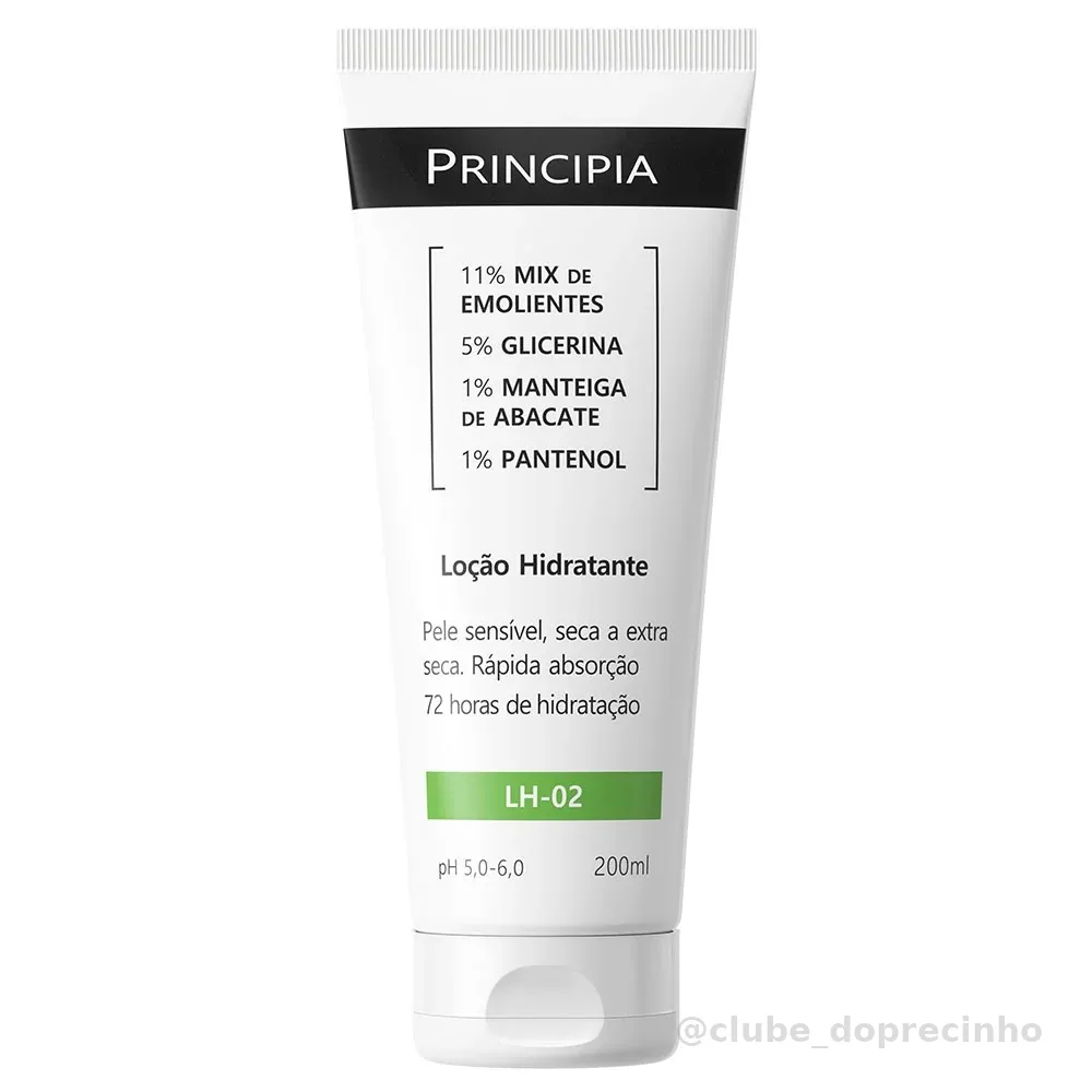 Loção Hidratante Corporal c/ 11% Mix de Emolientes + 5% Glicerina + 1% Manteiga de Abacate Principia LH-02 200ml