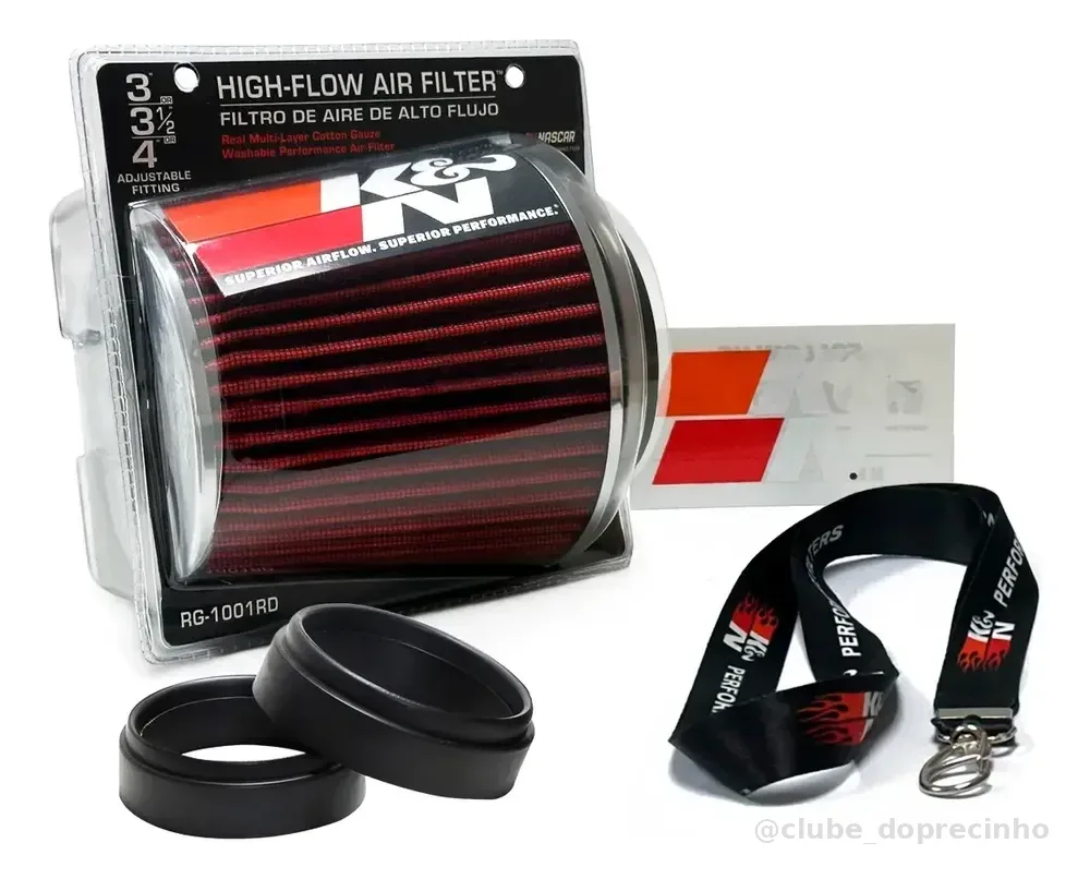 Filtro De Ar Esportivo K&n Kn Duplo Fluxo Rg1001 Conico Universal Rg-1001rd Vermelho
