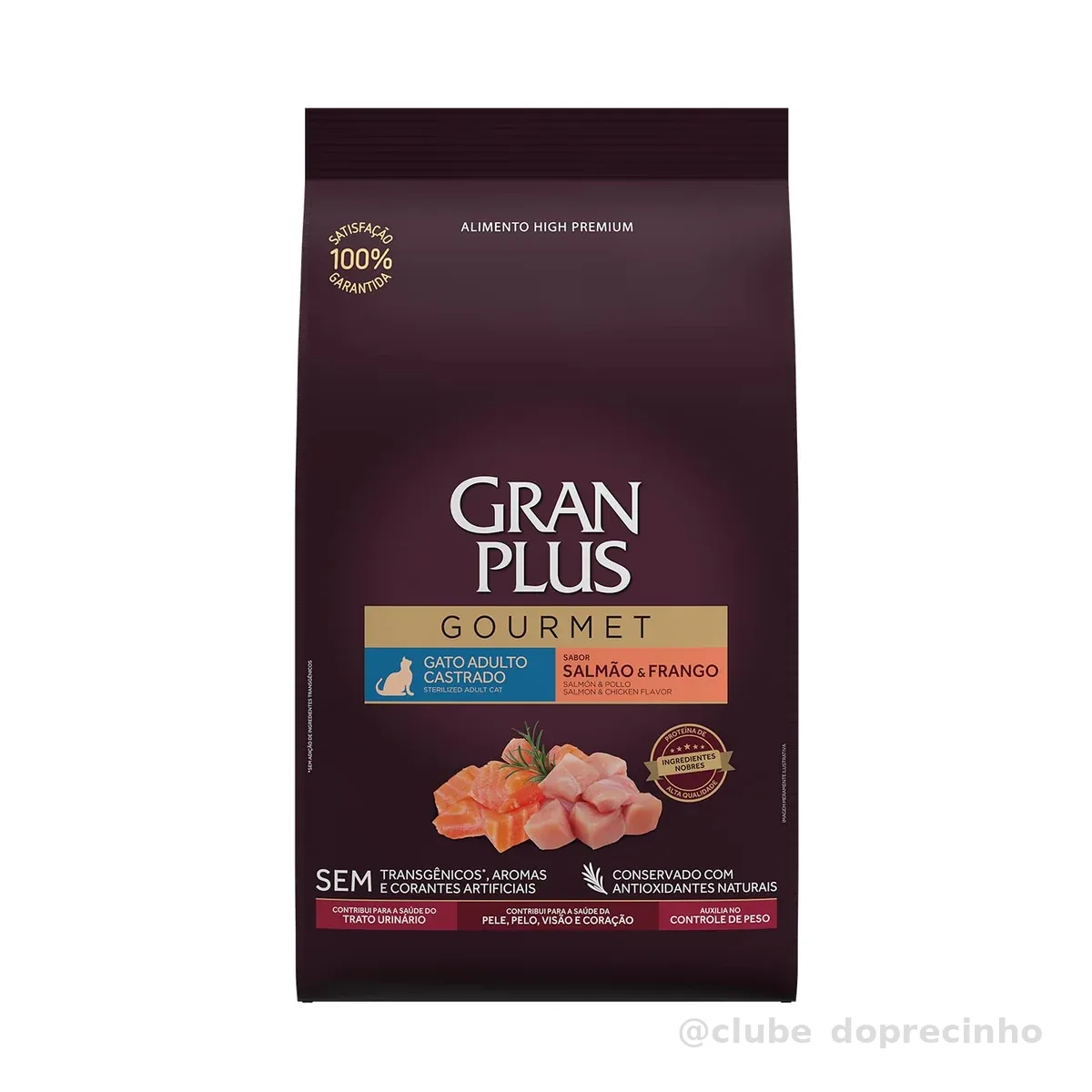 Ração GranPlus Gourmet Gatos Adultos Castrados Salmão e Frango 10,1kg