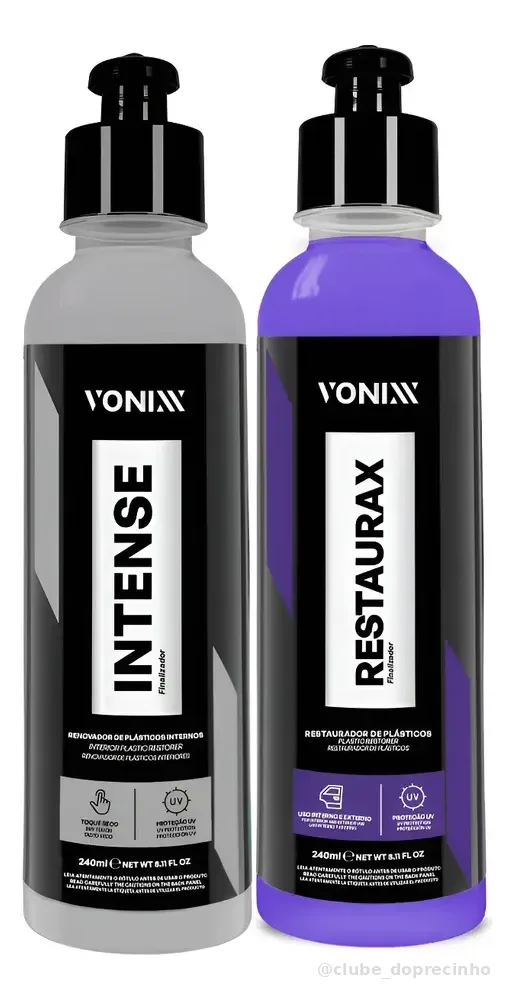 Kit Restaurador Plásticos Automotivo Externo E Interno Vonixx 1 Restaurax 240ml + 1 Intense 240ml