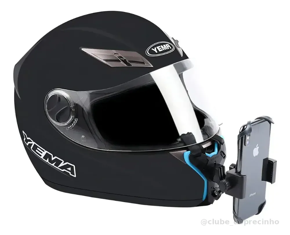 Kit Suporte Para Capacete De Moto Câmera Gopro Celular Gopro Preto Fosco