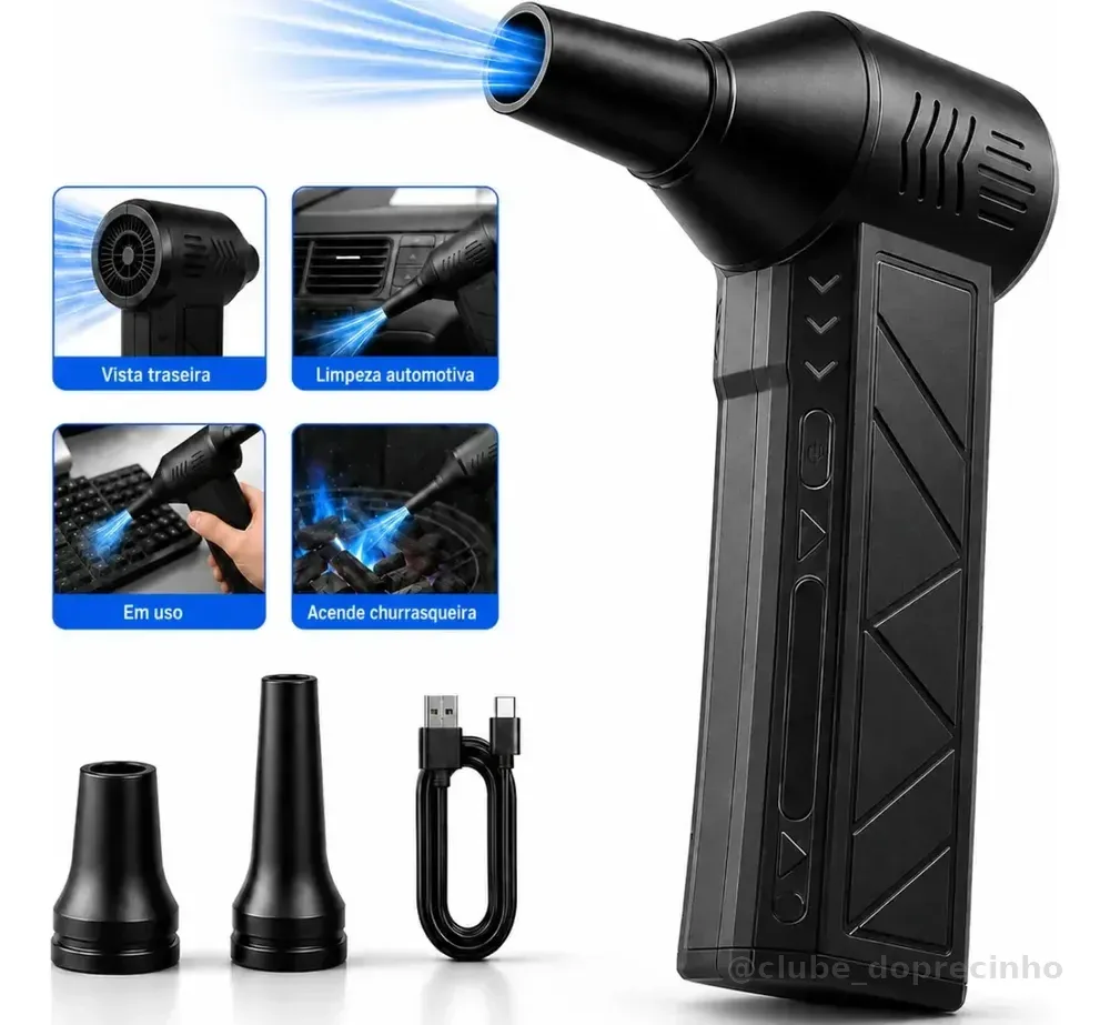 Mini Ventilador Soprador Ar Turbo 130000rpm Assoprador Sem Fio Recarregável Usb 3 Níveis Jato Forte Portátil Multiuso Limpeza Teclado Carro Acende Churrasqueira Woosh