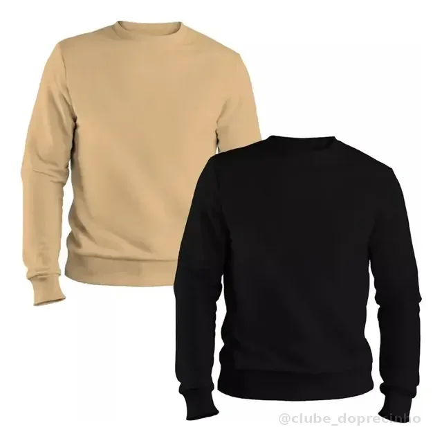 Kit Moletom Unissex Liso Masculino Blusa Algodão Frio