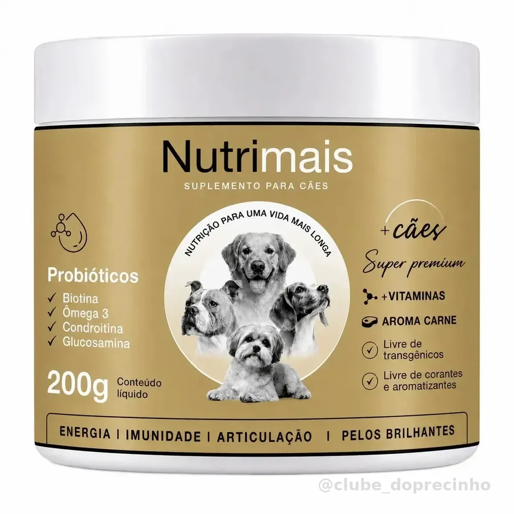 Suplemento Cães Articulação Queda de Pelos Equilíbrio intestinal Nutrimais Probióticos 200g