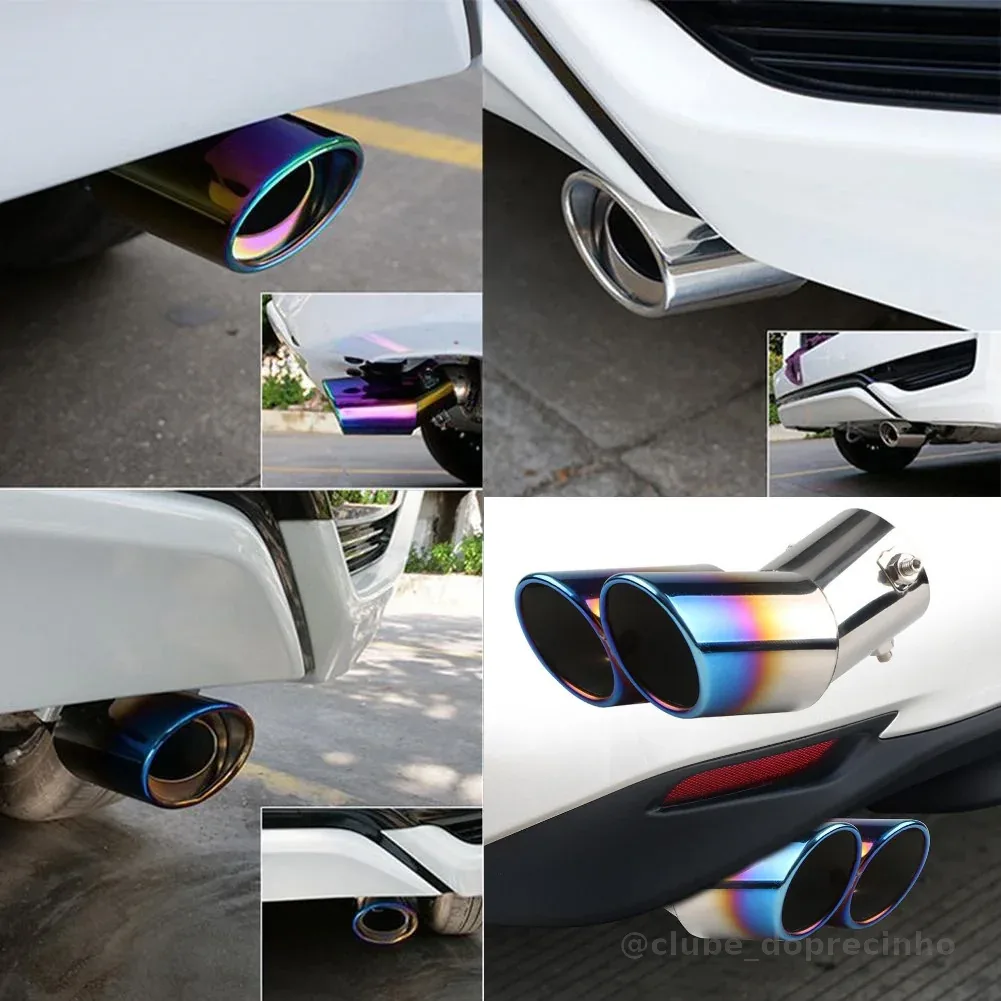 Universal Burned Tip Reto Bisel Saída Dupla Ponta Escapamento Carro Aço Inoxidável Slant Laminado Borda Auto Silenciador