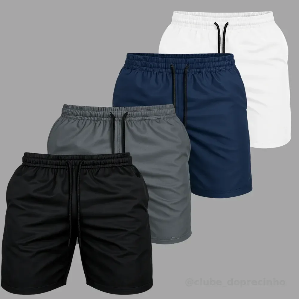 Kit 4 Short Praia Masculino Bermuda Tactel Verão Academia 1 De Cada Cor M