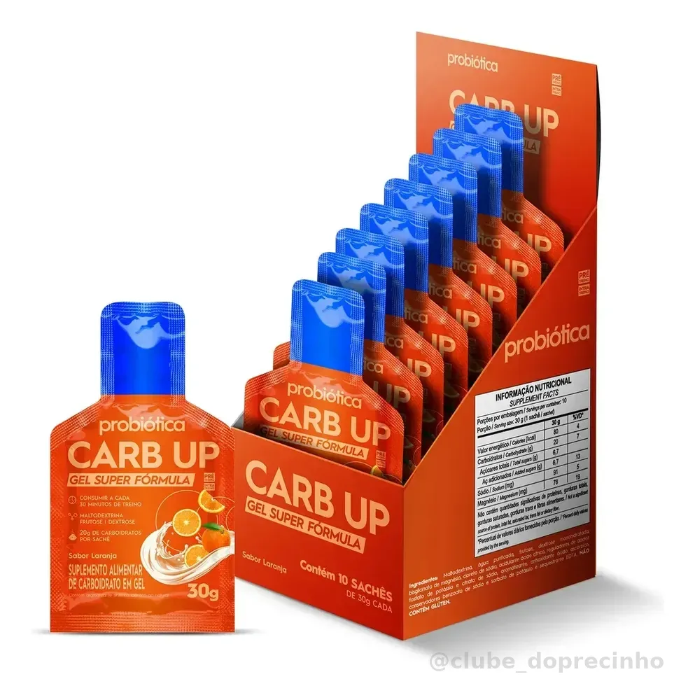 Carb Up Gel Super Fórmula 10 Un x 30g Laranja Probiótica