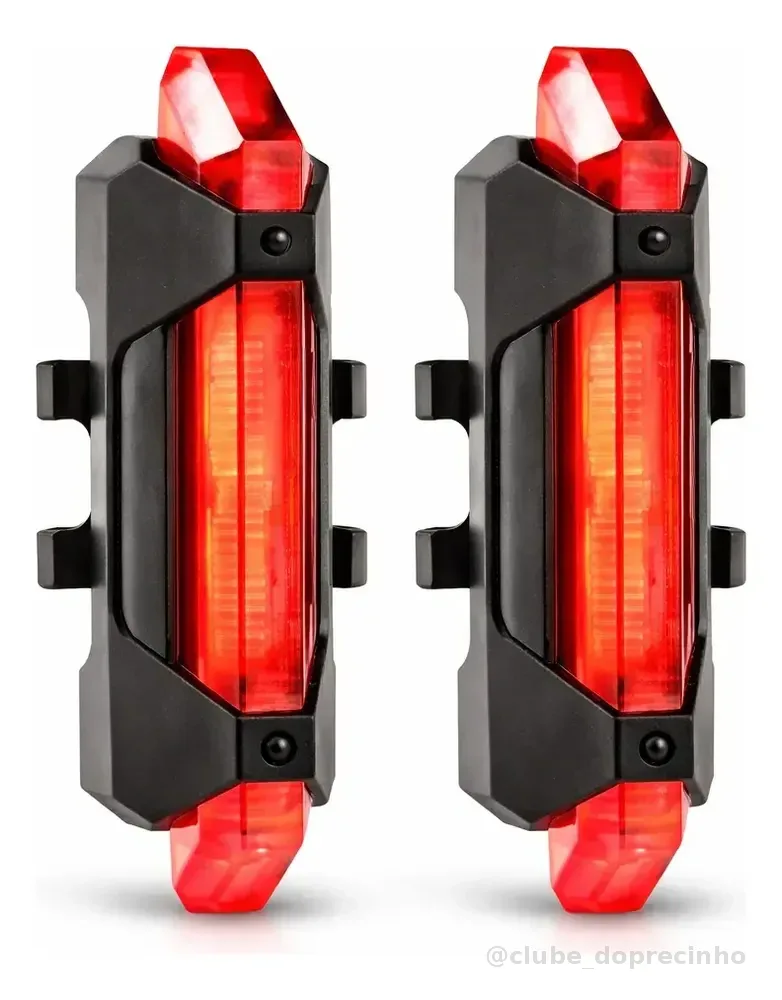 Kit 2 Sinalizadores Lanterna Led Bike Traseiro Recarregável Vermelho