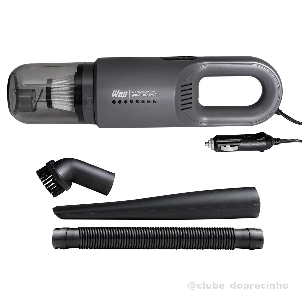 WAP Aspirador de Pó Automotivo Car 12V2, Portátil, 420ml, com Recipiente Removível e Filtro Lavável, 180W 12VDC