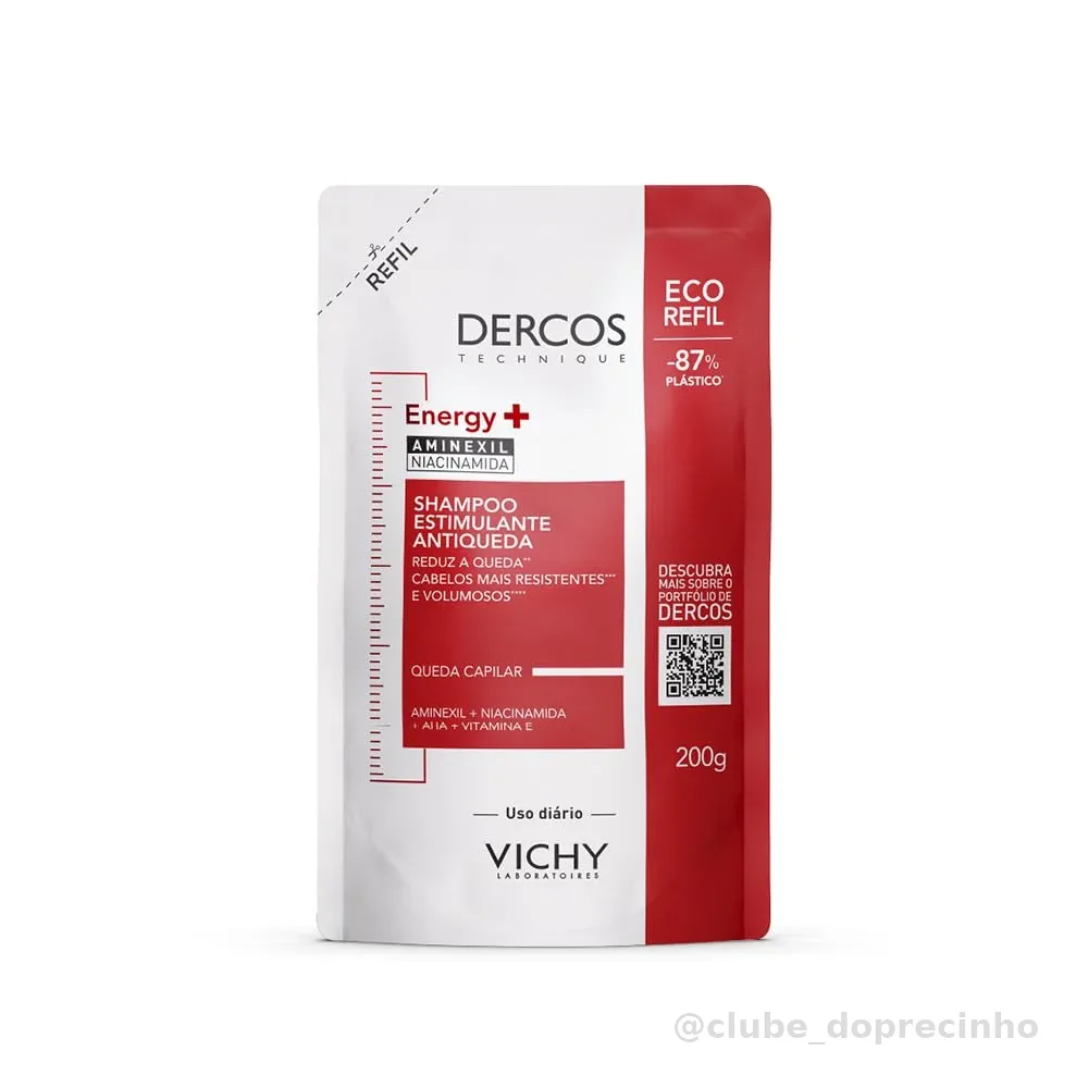 Vichy Dercos Energy+ Shampoo Antiqueda Estimulante Refil, 200g