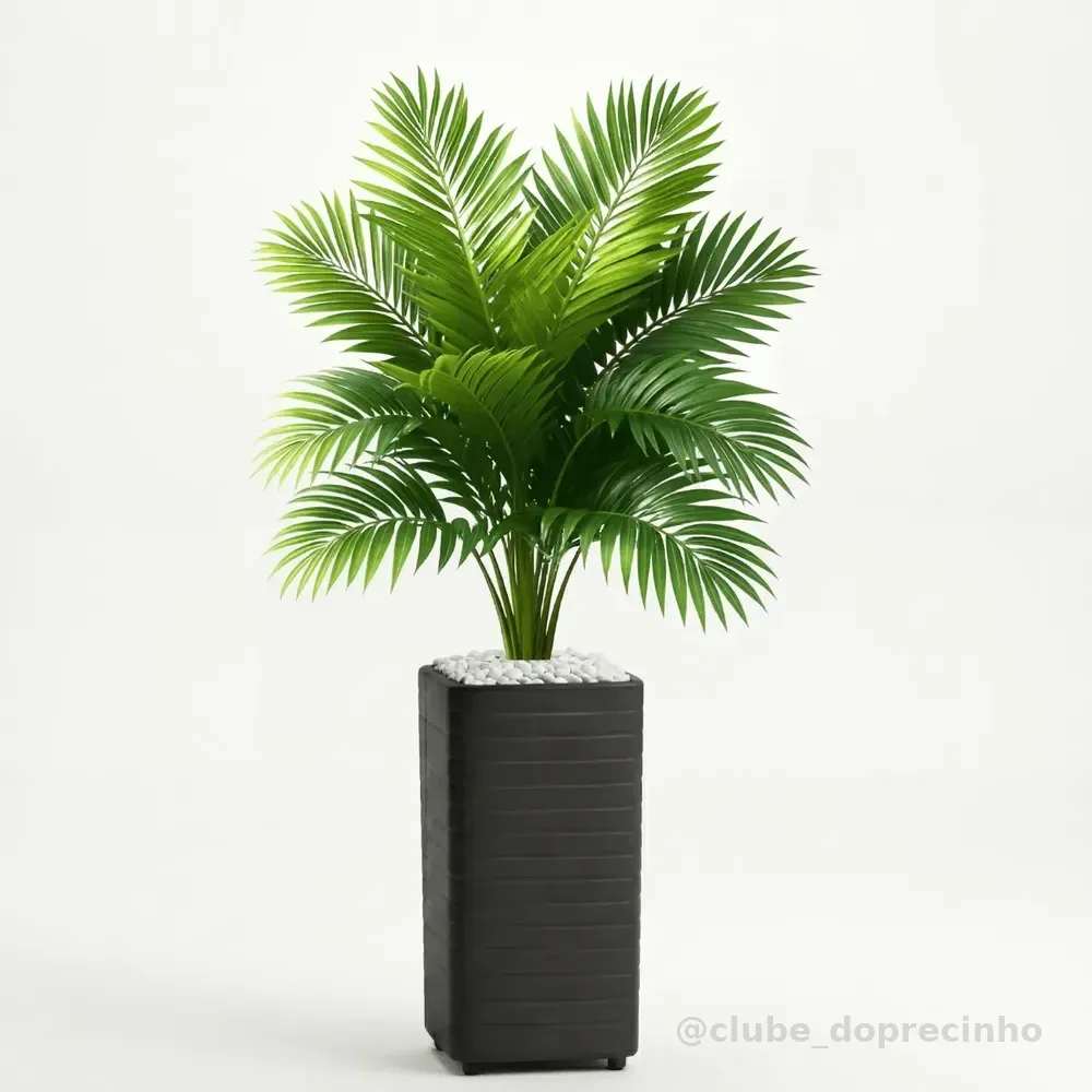 Planta Folhagem Artificial Grande Com Vaso Decorativo Sala Preto