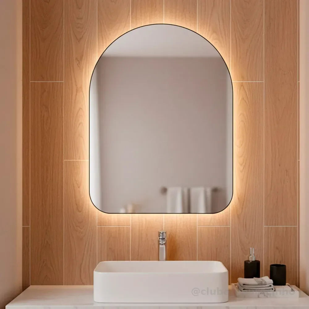 Espelho Orgânico Capela Led 44x64 Para Sala Quarto Banheiro Moldura Capela Led Frio