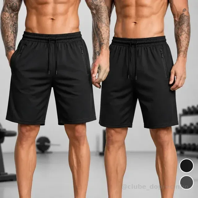 Kit 2 Shorts Masculino Academia Treino Fitness Com Bolso