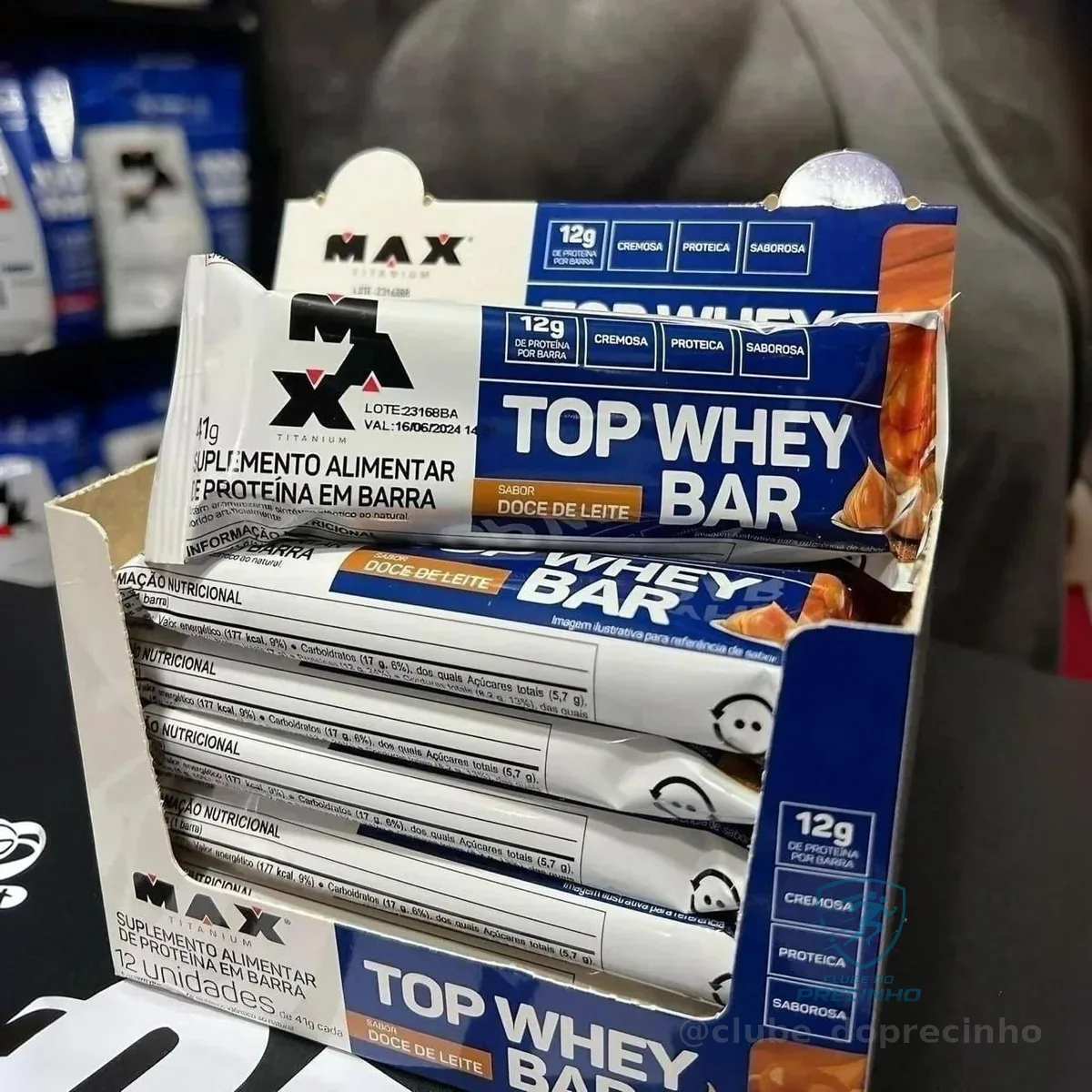 Max Titanium Top Whey Bar 12 Unidades De 41G (Doce De Leite)