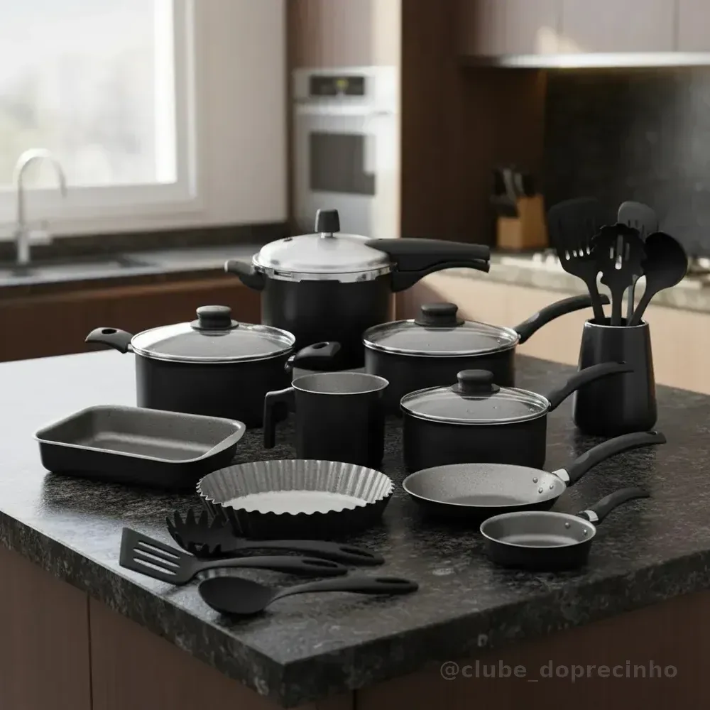 Tramontina 13 Peças Turim Preto Cozinha Conjunto Panelas Preto