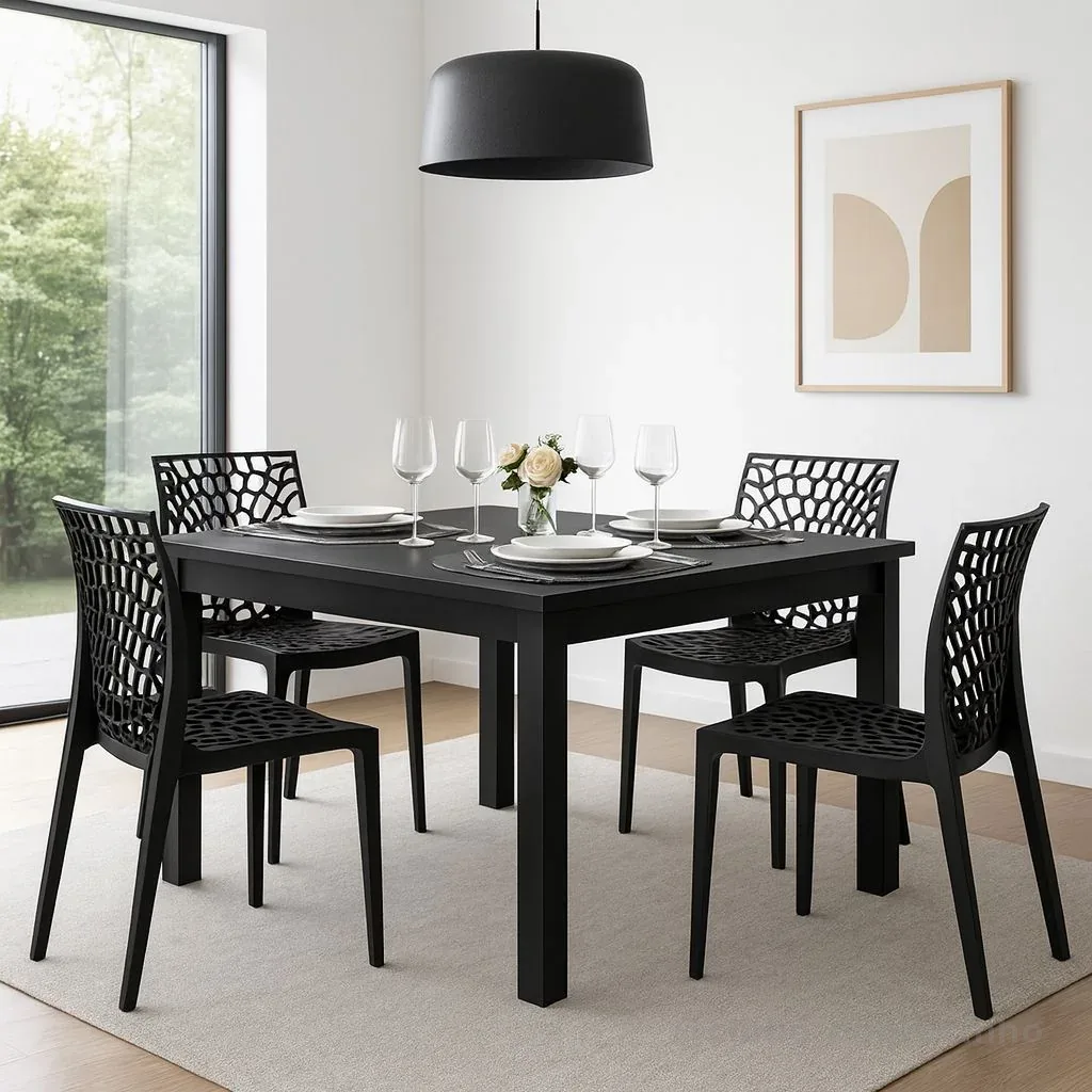 QUEIMA DE ESTOQUE - Mesa de Jantar Quadrada Industrial – Design de Madeira p/ 4 Lugares
