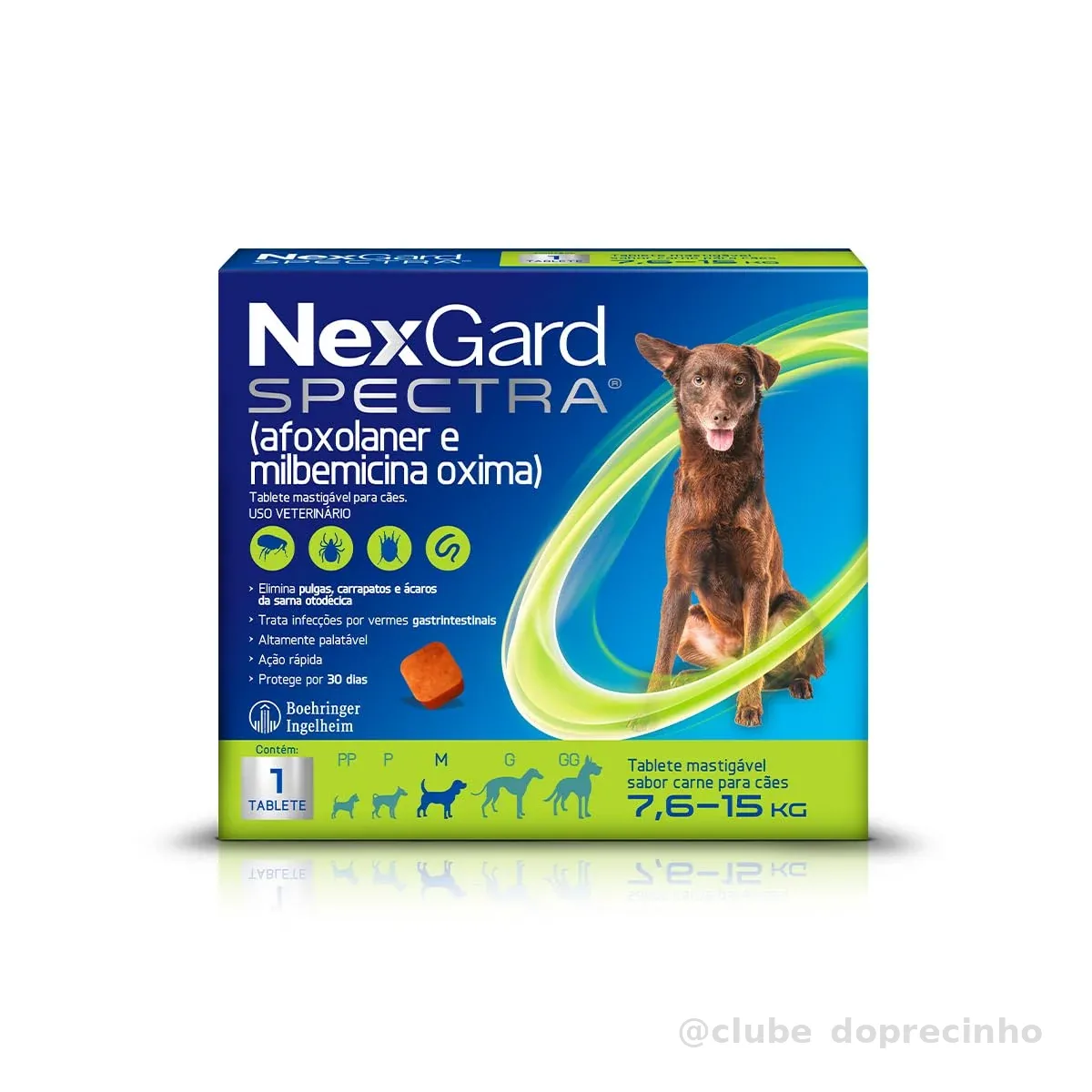 NexGard Spectra Antipulgas e Vermífugo para Cães de 7,6 a 15 kg - 1 Tablete Mastigável