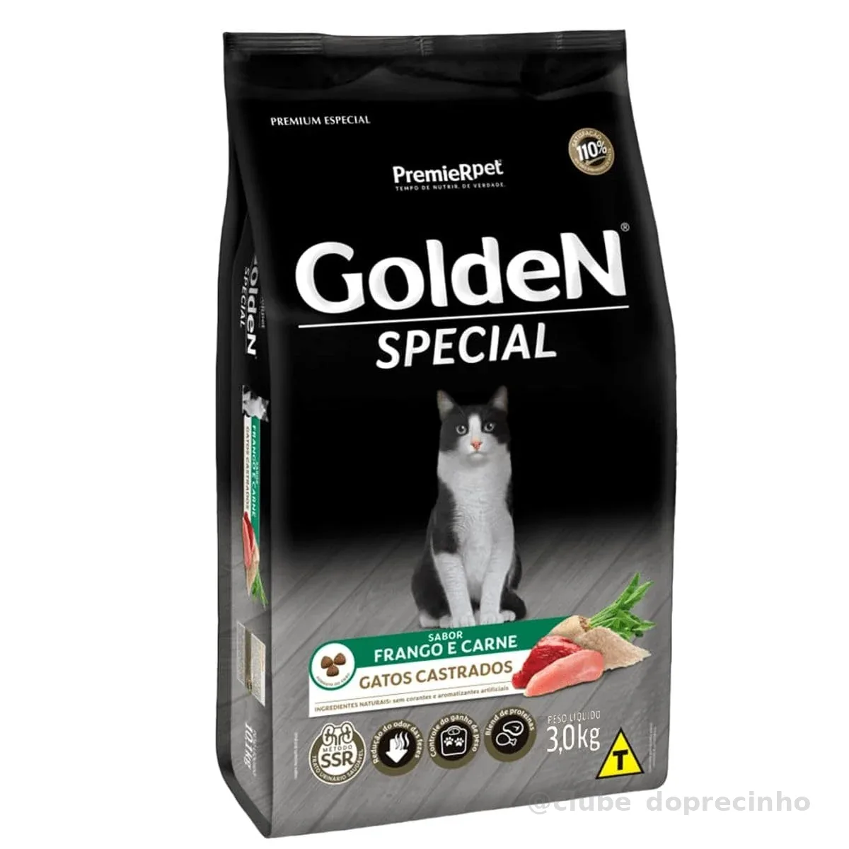 Ração Premier Golden para Gatos Adultos Castrados Frango e Carne 3kg