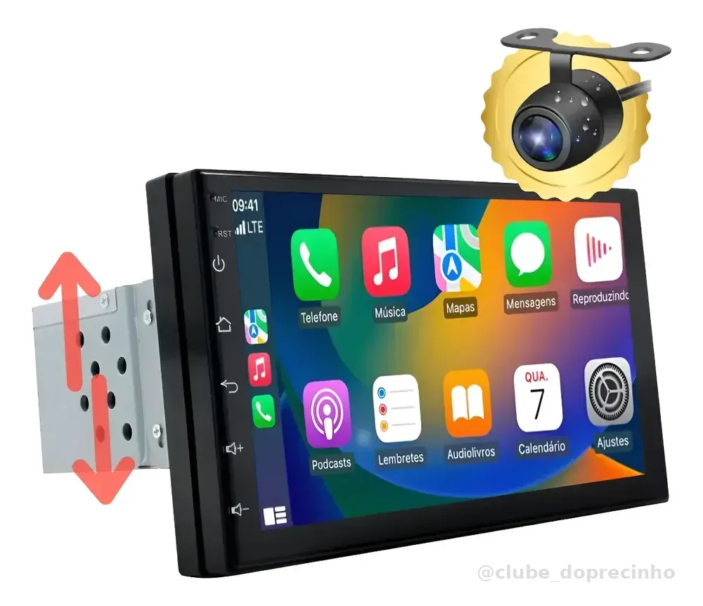 Central Multimídia Mp5 1 Din 2 Din 7pol Espelhamento Usb Bt Dvd Radio Automotivo Carplay Android-auto