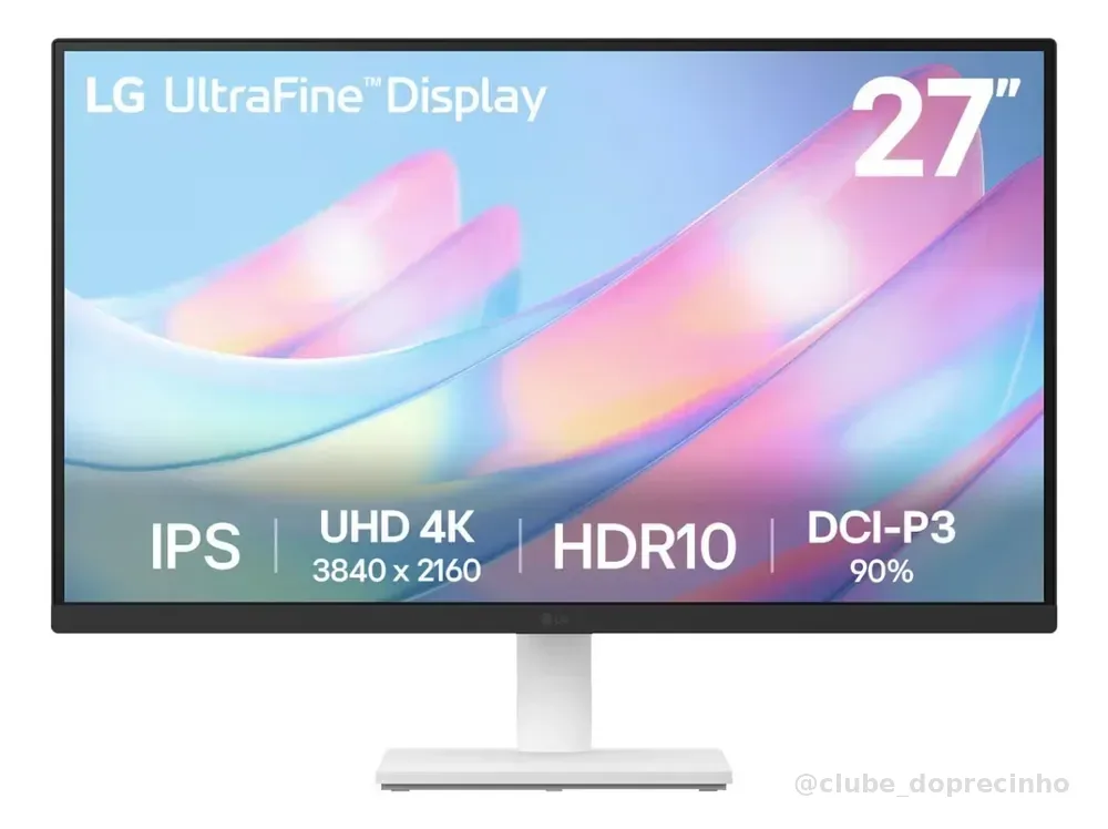 Monitor LG UltraFine - Tela IPS UHD 4K 27", HDR10, DCI-P3 90% , Dynamic Action Sync – 27US500-W.