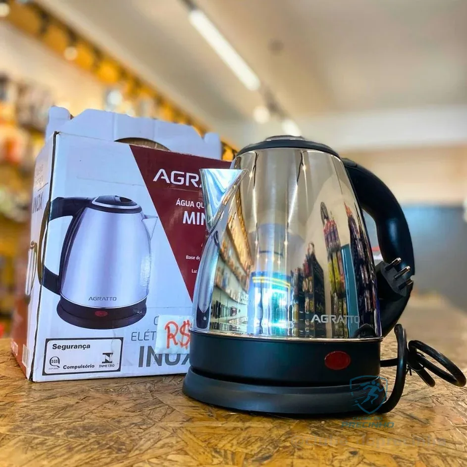 Chaleira Elétrica Agratto 1,8l Ce-01 Pratic Inox Preta 127v