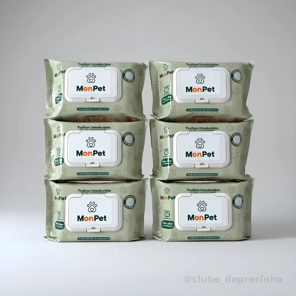 Toalha Lenço Umedecido Para Caes E Gatos Pet 6 Pacotes C/ 50
