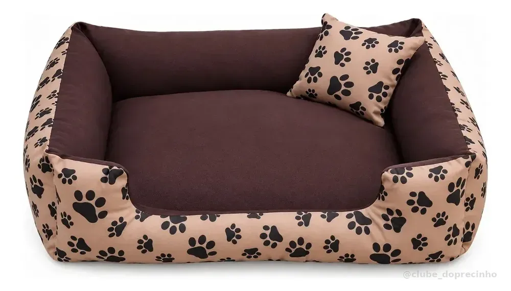 Cama Pet Grande Marrom 70x70cm com Zíper e Almofada Gv Enxovais