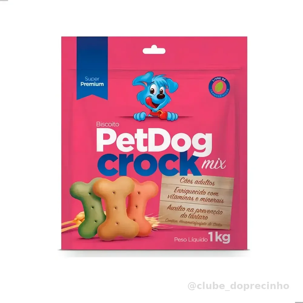 Biscoito Petisco Para Cães PetDog Crock Mix 1kg