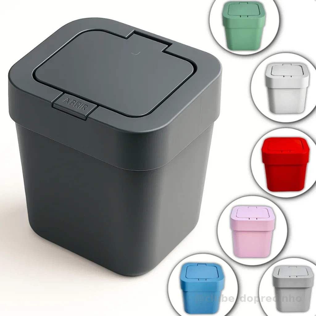 Lixeira Com Tampa Click Para Pia De Cozinha Banheiro Escritório Quarto Resistente Versátil Pequena Compacta 4 Litros