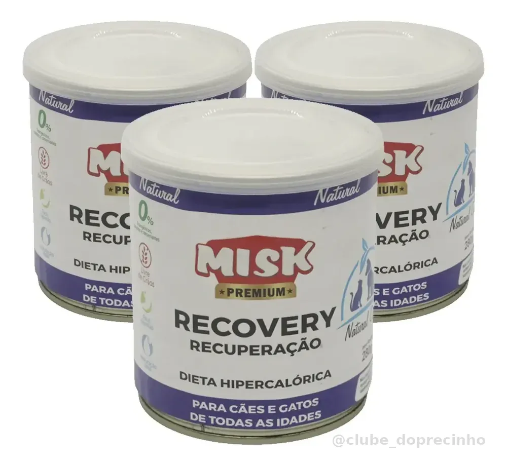 Kit 3 Ração Úmida Misk Recovery Cães Gatos Recuperação 280g