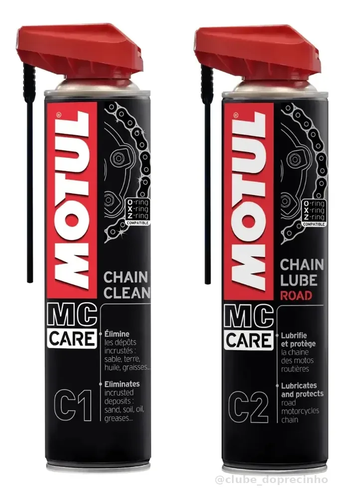 Kit Motul C1 Chain Clean Limpeza + C2 Chain Lube Road 400ml