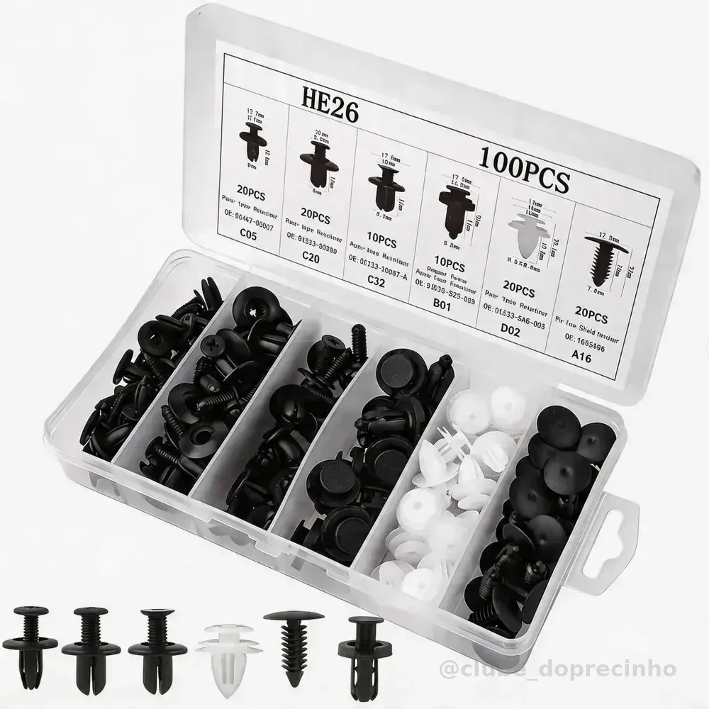 Kit 100 Presilha Parabarro Parachoque Universal Carro