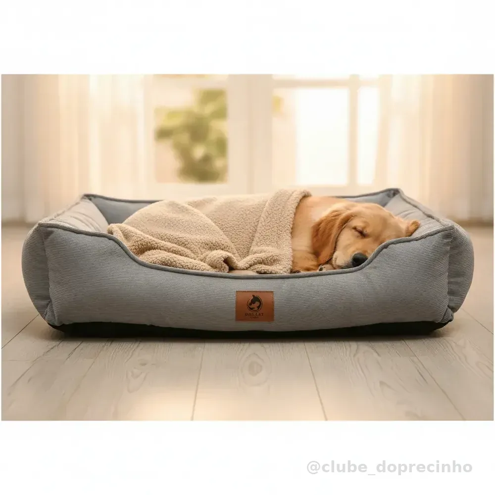Cama Caminha Pet Cinza G Suede Enchimento Fibra Siliconada Cinza Liso