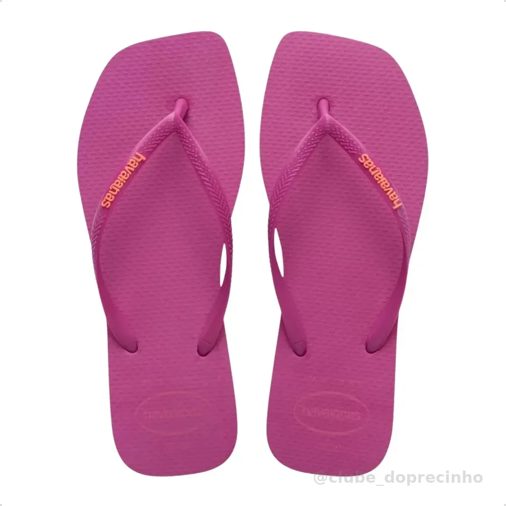 Chinelo Havaianas Logo Square Pop-up Slim Original Rosa Gum 37/38