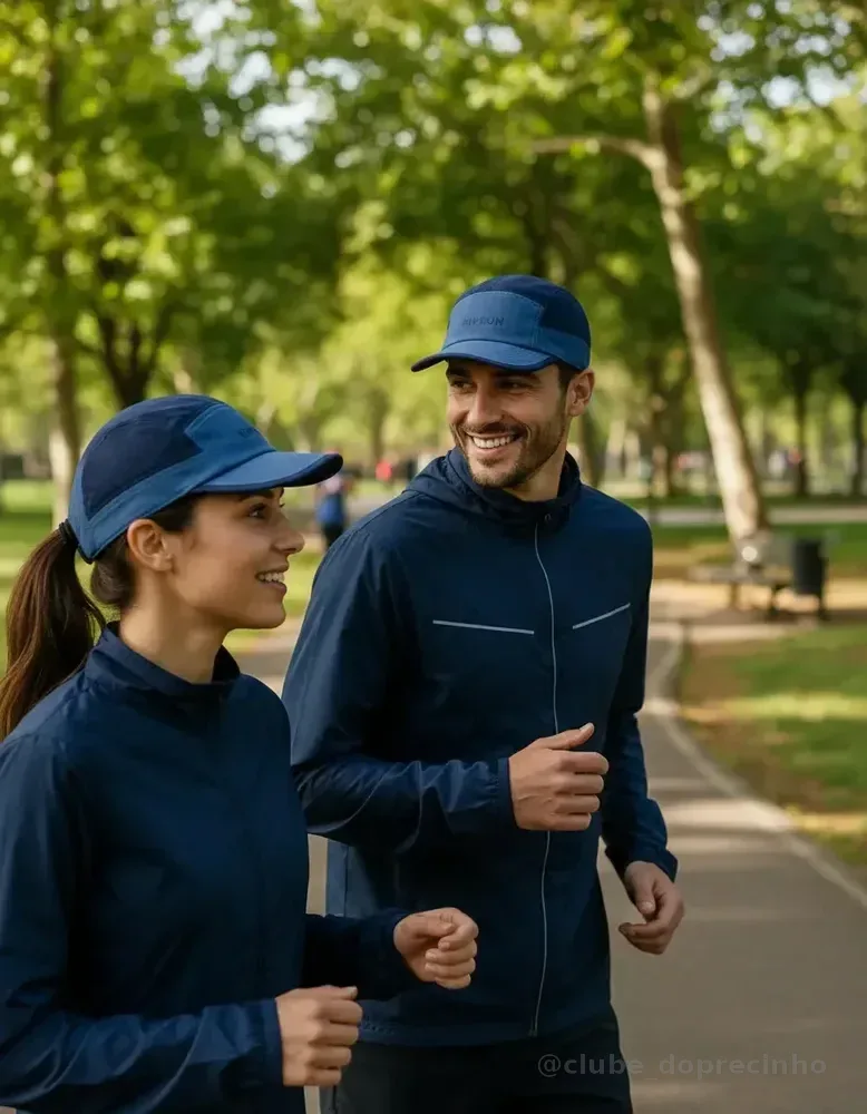 Boné Corrida Kiprun 5 Panel Azul Respirável Leve Ajustável Running Academia