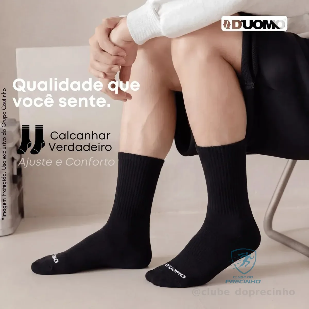 Kit 6 Pares Meias Cano Alto Academia Corrida Algodão Duomo 6 Pretas Meia Academia Algodão Toque Macio 39-44 Meia Cano Alto Meia Algodão