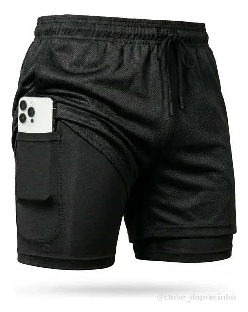 Shorts Dry Fit 2 Em 1 Masculino Térmico Compressão Corrida