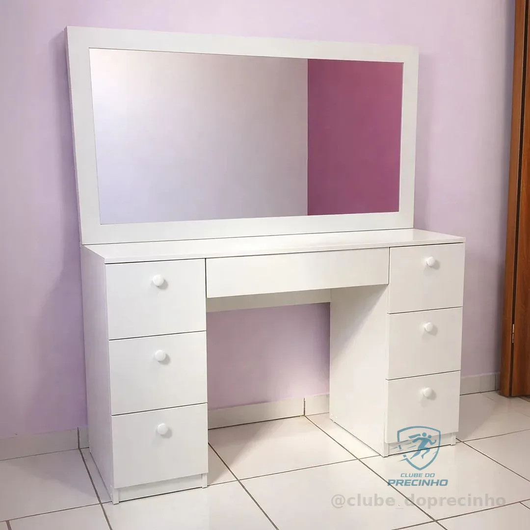 Penteadeira Ditália 7 Gavetas Pe-80 Branco Uv Acetinado