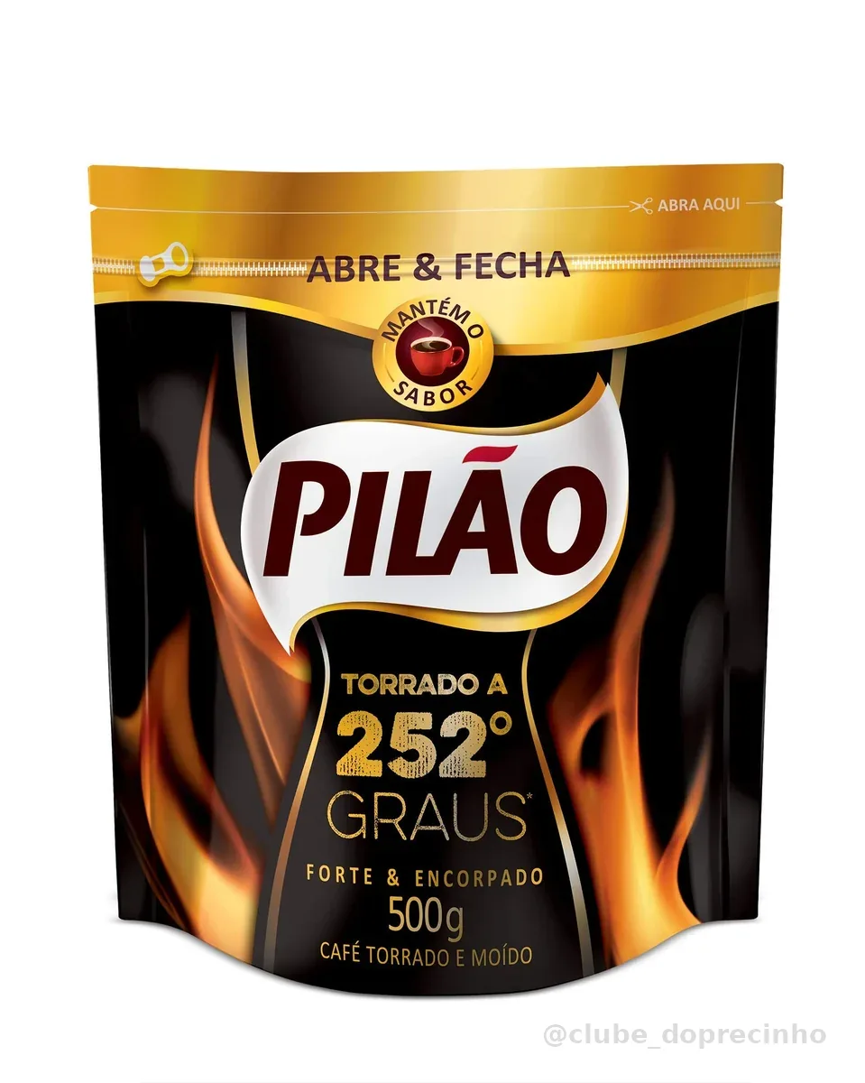 Café Pilão Torrado e Moído 252 Graus Abre e Fecha 500g